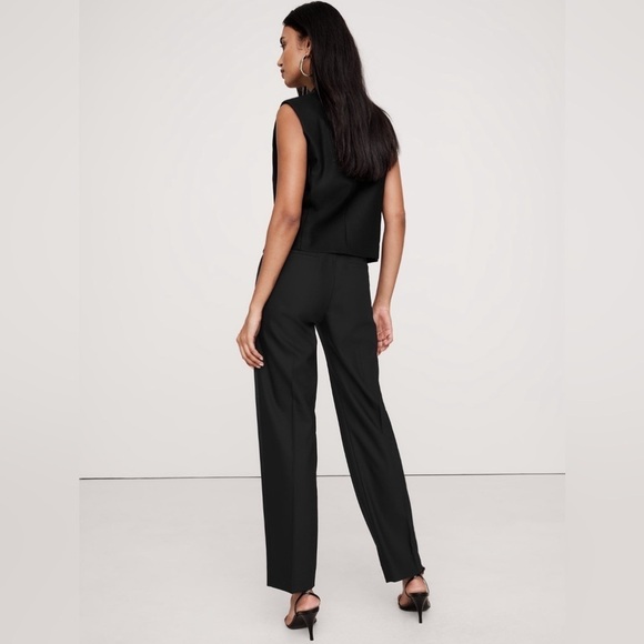 NWT! Banana Republic Black Barathea Italian Wool Tapered Tuxedo Pant - 4 LONG🤎 - Picture 3 of 6